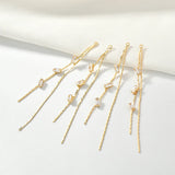 2pcs 18K Real Zircon Chain Tassel Earrings