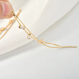 2pcs 18K Real Zircon Chain Tassel Earrings