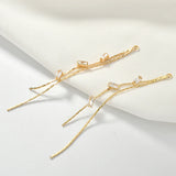 2pcs 18K Real Zircon Chain Tassel Earrings