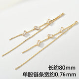 2pcs 18K Real Zircon Chain Tassel Earrings