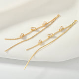 2pcs 18K Real Zircon Chain Tassel Earrings