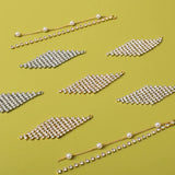 2pcs 14K Real Pearl Rhinestone Tassel Earring Chains DIY Accessories