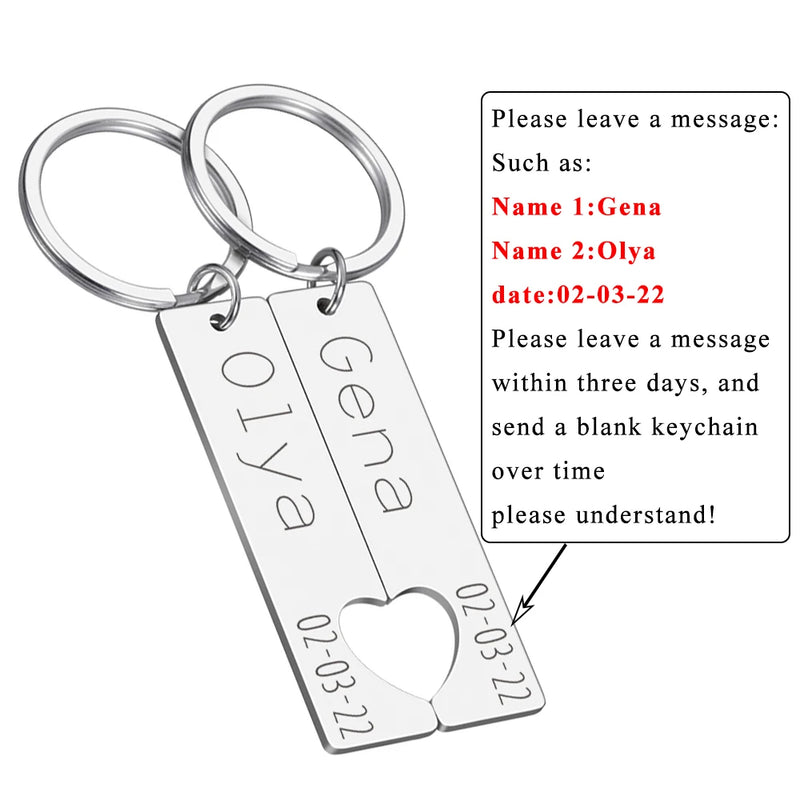 2pcs Couple Keychain Rings Name Key Chain Love