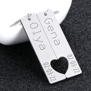 2pcs Couple Keychain Rings Name Key Chain Love