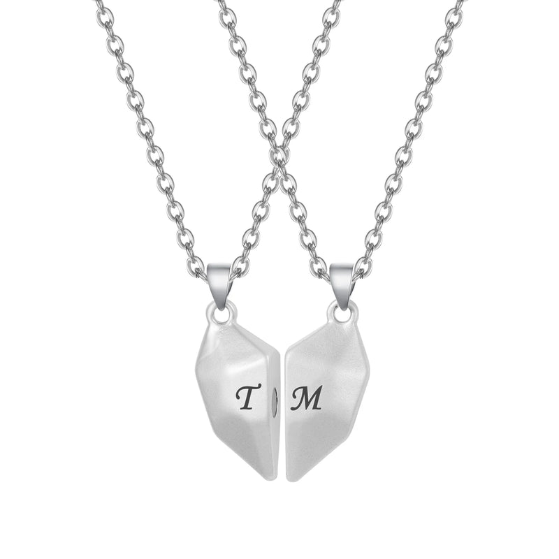 2pcs Couple Necklace Magnet Suction Wishing Stone Attraction Pendants MenWomen