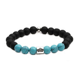 Couple Stone 12 Constellations Bracelets Set 8mm Beaded Bracelet Elastic Cord