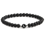 2pcs Couple Stone 26 Alphabet Bracelets Matte Bangels 6mm Elastic Cord