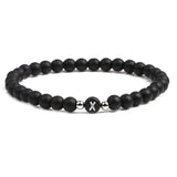 2pcs Couple Stone 26 Alphabet Bracelets Matte Bangels 6mm Elastic Cord