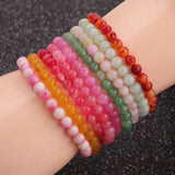 2pcs Couples Stone Bracelets 6mm Elastic Cord Quartz Bracelet Gift