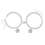 2pcs Couple Heart Bracelets for Men Glow in the Dark Paw Charm Cuban Chains