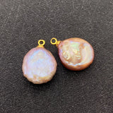 2pcs Baroque Pearl Round Pendant Necklace DIY Bracelet Earrings Accessory
