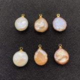 2pcs Baroque Pearl Round Pendant Necklace DIY Bracelet Earrings Accessory