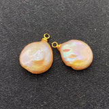 2pcs Baroque Pearl Round Pendant Necklace DIY Bracelet Earrings Accessory