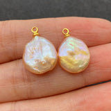 2pcs Baroque Pearl Round Pendant Necklace DIY Bracelet Earrings Accessory