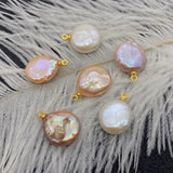 2pcs Baroque Pearl Round Pendant Necklace DIY Bracelet Earrings Accessory