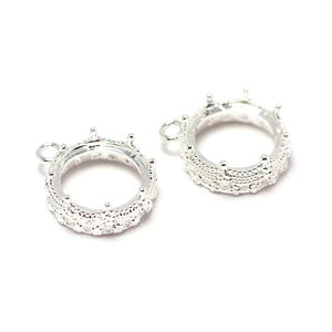 2pcs Crown Earring Charms, Round Charms For Jewelry Making