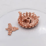 2pcs CZ Micro Flower Clasp 30mm Gold Plated 3 Strands