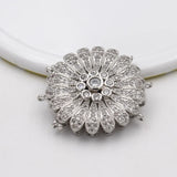 2pcs CZ Micro Flower Clasp 30mm Gold Plated 3 Strands