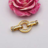 2pcs CZ Micro Pave Circle Clasp 16x30mm Gold Plated
