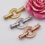 2pcs CZ Micro Pave Circle Clasp 16x30mm Gold Plated