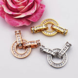 2pcs CZ Micro Pave Circle Clasp 16x30mm Gold Plated