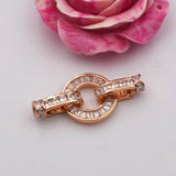 2pcs CZ Micro Pave Circle Clasp 16x30mm Gold Plated
