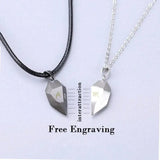 Initials Magnetic Matching Couple Necklaces Lover Heart Pendant Necklace