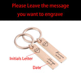 Personalized Couple Initials & Date Keychain Set, Valentines Gift for Partner