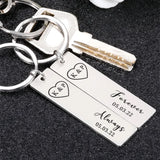 Personalized Couple Initials & Date Keychain Set, Valentines Gift for Partner