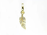 Dainty Feather Charms, CZ Pave, Real Plated, Necklace Charm