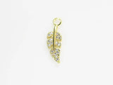 Dainty Feather Charms, CZ Pave, Real Plated, Necklace Charm