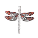 2pcs Dragonfly Rhinestone Enamel Pendants Crystal Rainbow Charms Necklace