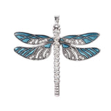 2pcs Dragonfly Rhinestone Enamel Pendants Crystal Rainbow Charms Necklace