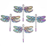 2pcs Dragonfly Rhinestone Enamel Pendants Crystal Rainbow Charms Necklace