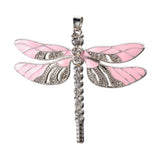 2pcs Dragonfly Rhinestone Enamel Pendants Crystal Rainbow Charms Necklace
