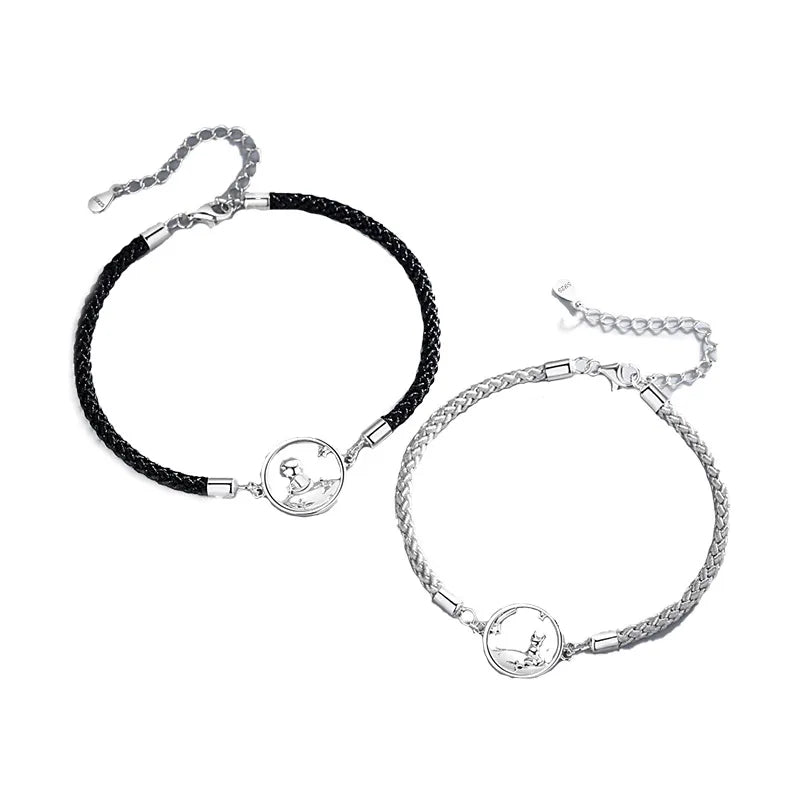 925 Sterling Silver Couple Bracelets Set - Student A Couple Gift
