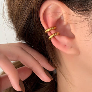 2pcs Stainless Steel Ear Cuff Wrap Earrings High End Jewelry