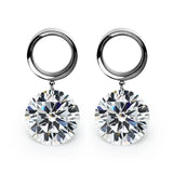 Crystal Ear Plugs Tunnels Ear Expansions Stainless Steel Earrings