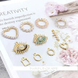2pcs Pearl Eye Glass Diamond Retro Ear Studs