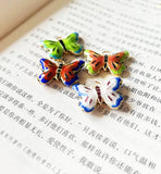 Enamel Butterfly Pendant Beads DIY Necklace Making Charms Copper Jewelry