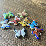 Enamel Butterfly Pendant Beads DIY Necklace Making Charms Copper Jewelry