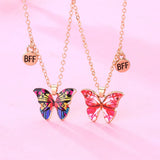 Enamel Butterfly Pendant Necklaces for Women Friendship Couple BFF Necklace