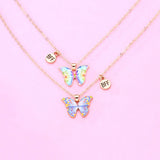 Enamel Butterfly Pendant Necklaces for Women Friendship Couple BFF Necklace