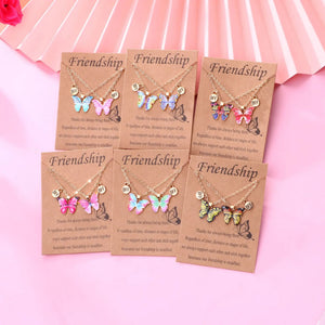 Enamel Butterfly Pendant Necklaces for Women Friendship Couple BFF Necklace