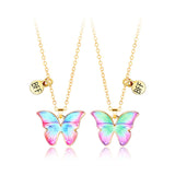 Enamel Butterfly Pendant Necklaces for Women Friendship Couple BFF Necklace
