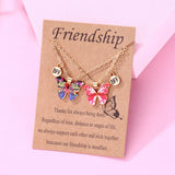 Enamel Butterfly Pendant Necklaces for Women Friendship Couple BFF Necklace