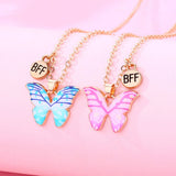 Enamel Butterfly Pendant Necklaces for Women Friendship Couple BFF Necklace
