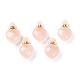 2pcs Amethyst Pink Quartz Perfume Bottle Pendant Necklace