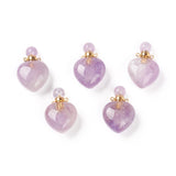2pcs Amethyst Pink Quartz Perfume Bottle Pendant Necklace