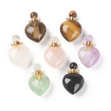 2pcs Amethyst Pink Quartz Perfume Bottle Pendant Necklace